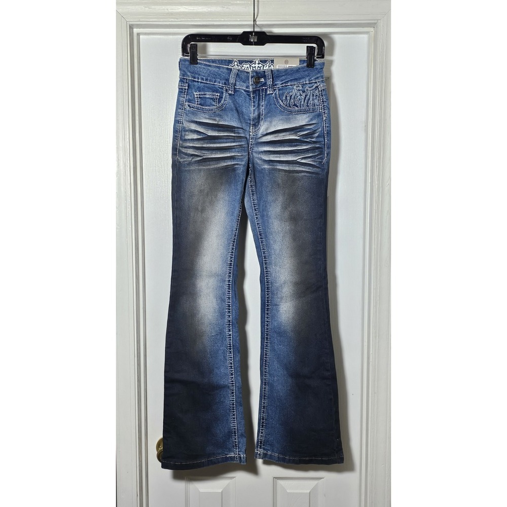 Ninth Hall Alyssa Wings‎ Rider Jeans Size 2 Light Blue Wash Mid Rise Bootcut
